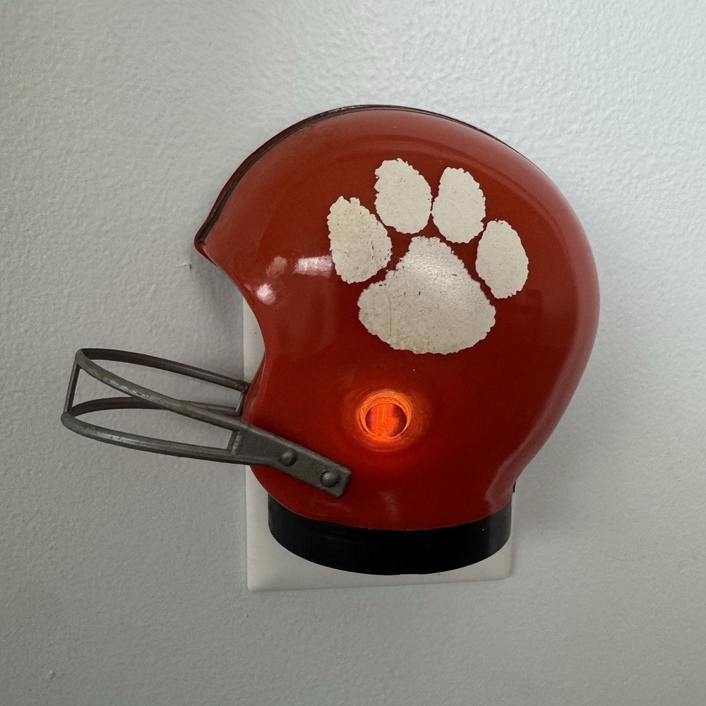 Vintage Clemson Tigers Football Helmet Night Light Wall Plugin 50s-60s Working